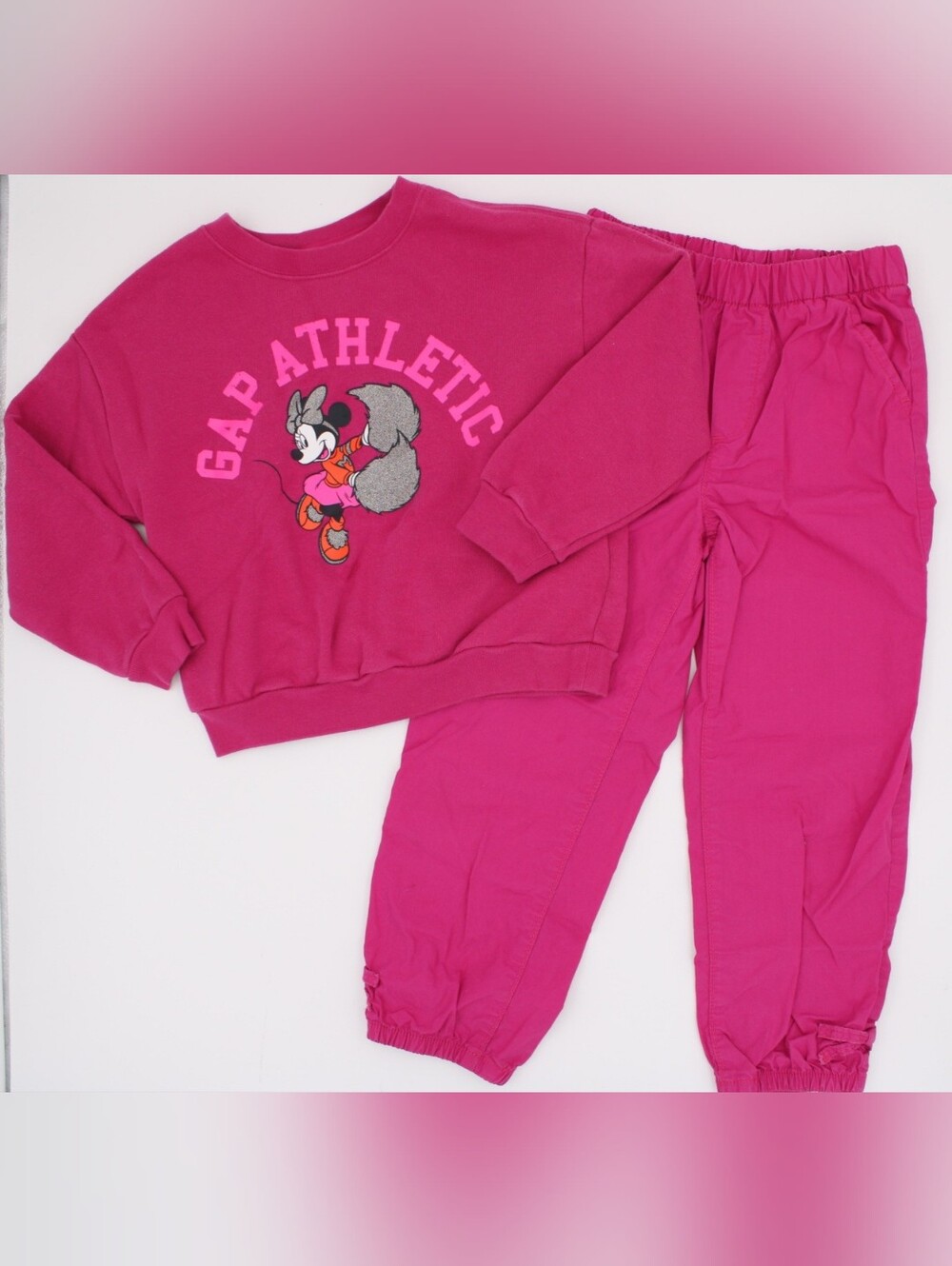 GAP Kids Minnie Mouse Cheerleader Sweatshirt Jogger Set 5T